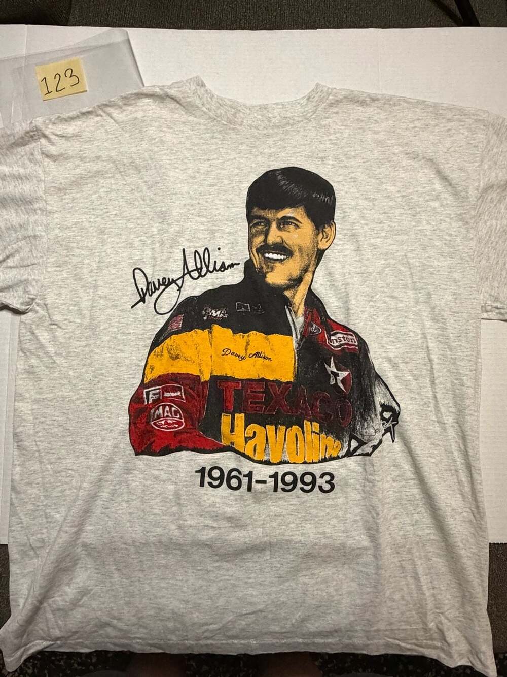 Vintage 1993 Davey Allison Memorial NASCAR T-Shirt Grey